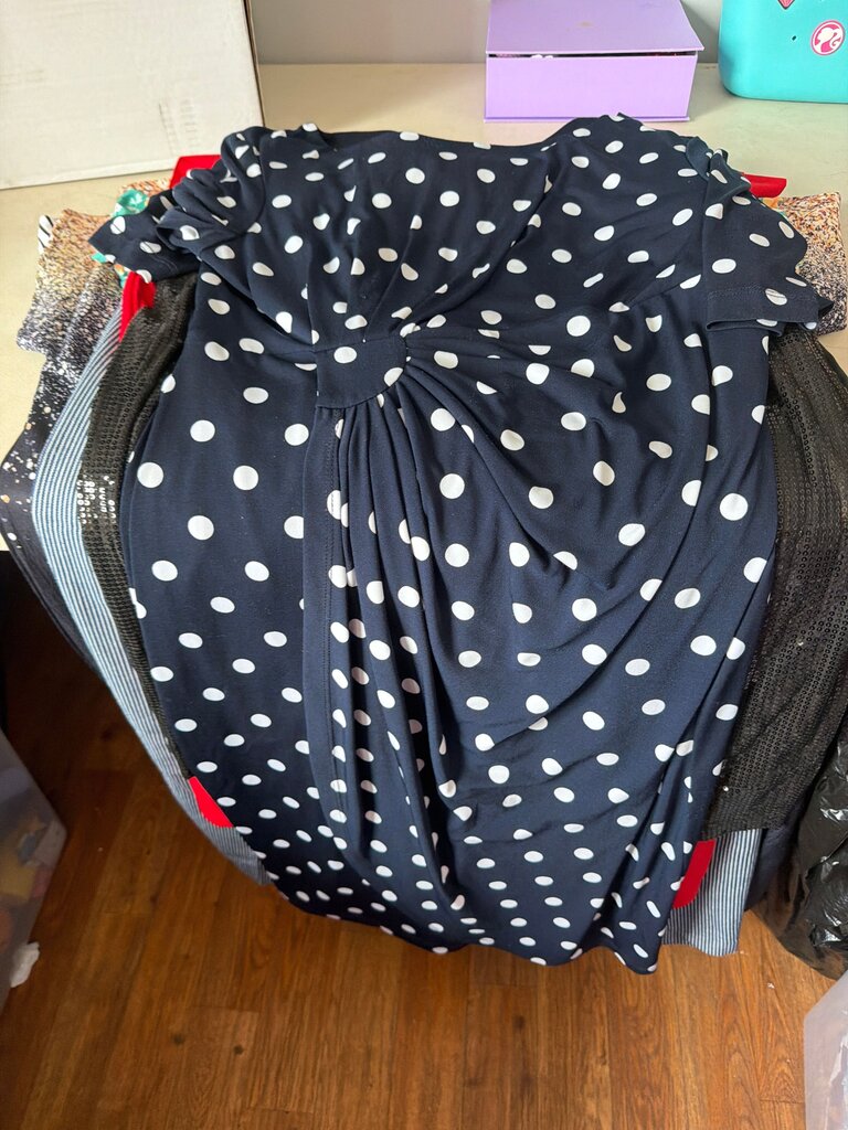 Connected Apparel Navy Polka Dot Dress