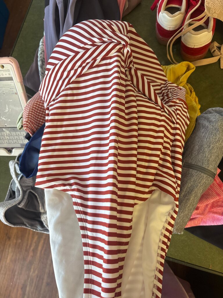 Red and White Striped Swimsuit