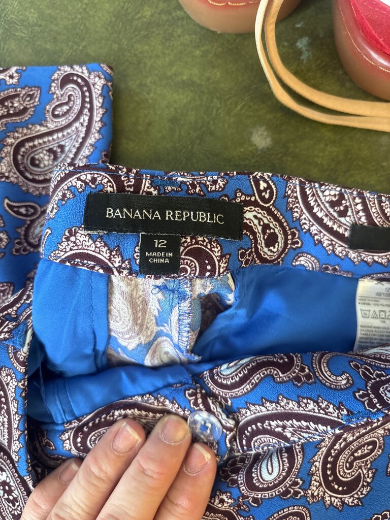Banana Republic Blue Paisley Print Skirt