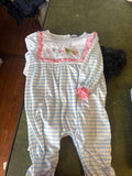 Abbey & Erin 12M Striped Romper with Heart Graphics