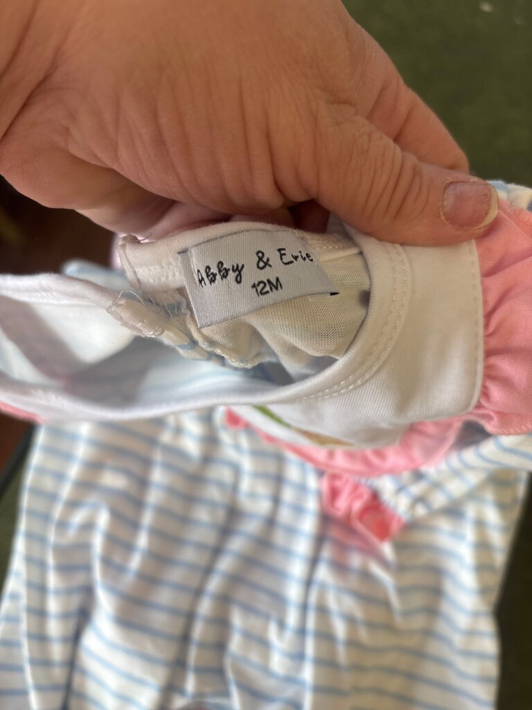 Abbey & Erin 12M Striped Romper with Heart Graphics
