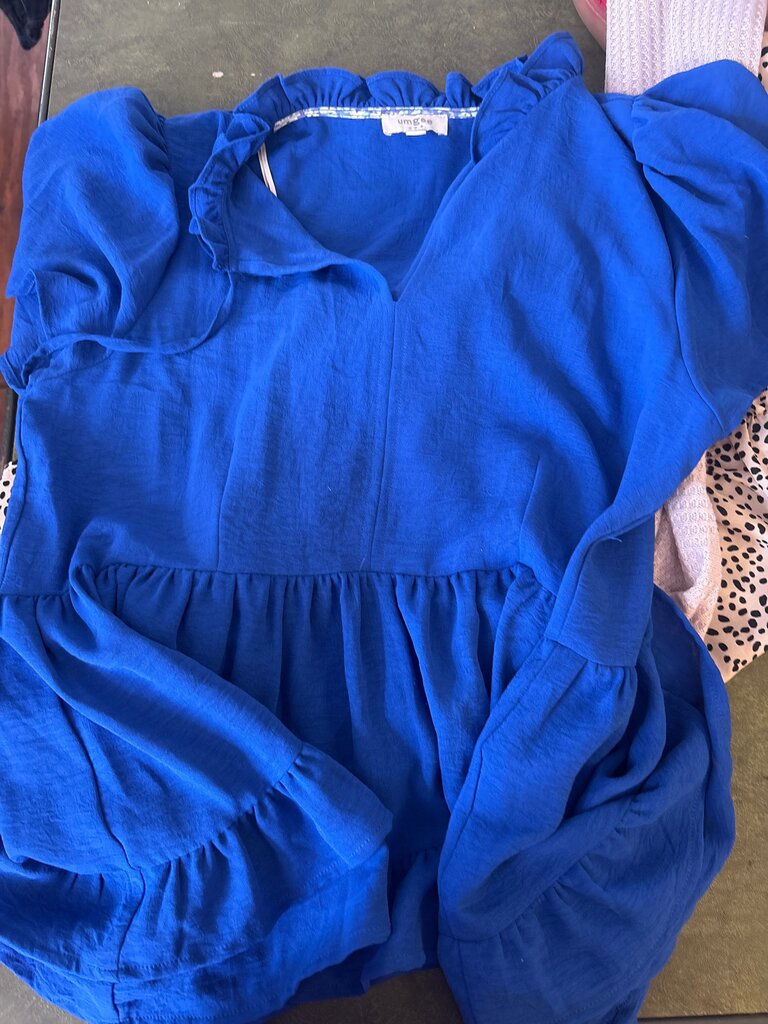 Umgee Blue Puff Sleeve Dress