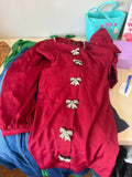 Red Long Sleeve Dress with Rhinestone Bows