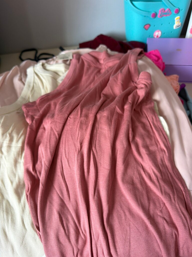 Pink Ribbed Tank Top