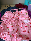 Cherry Print Pink Swimsuit