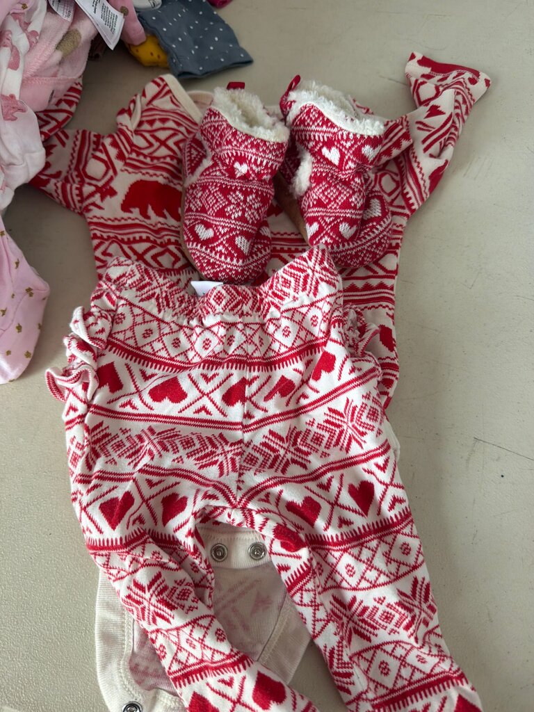 Red Winter Themed Baby Outfit with Booties