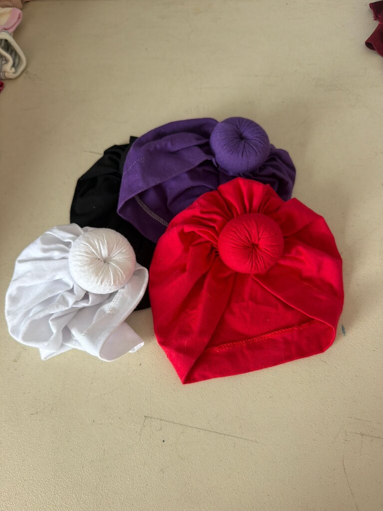 Colorful Hat Set with Knotted Tops