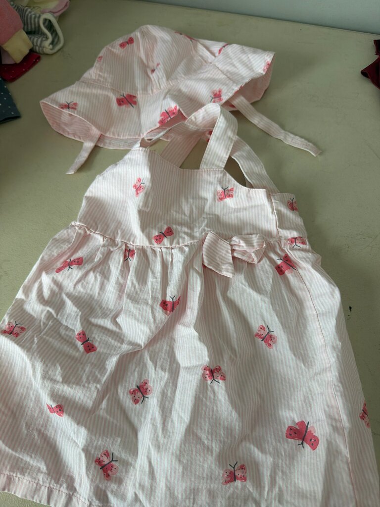 Just One You Carter's Pink Butterfly Dress and Hat Set