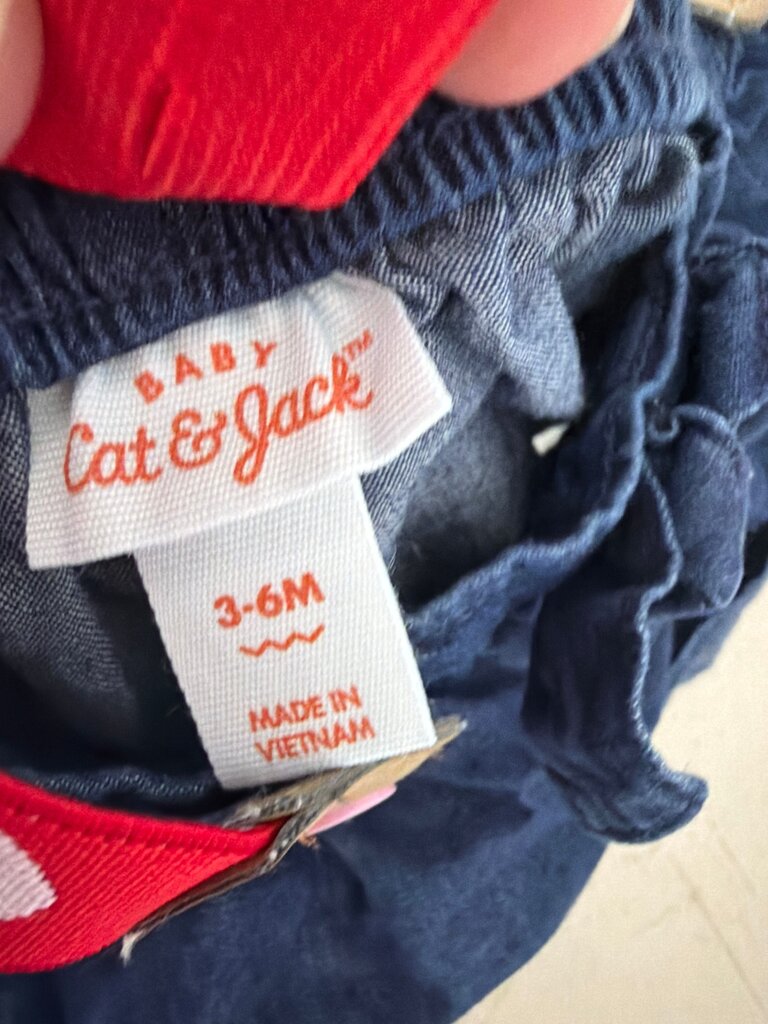Cat & Jack Baby Denim Romper with Heart Suspenders