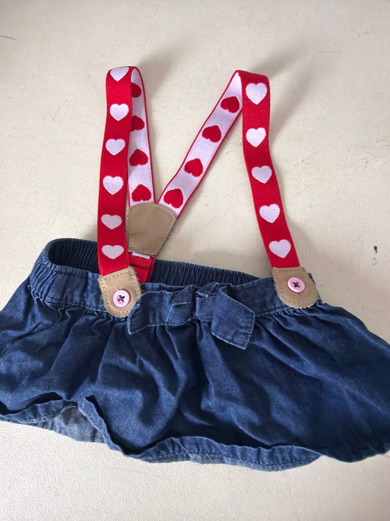 Cat & Jack Baby Denim Romper with Heart Suspenders