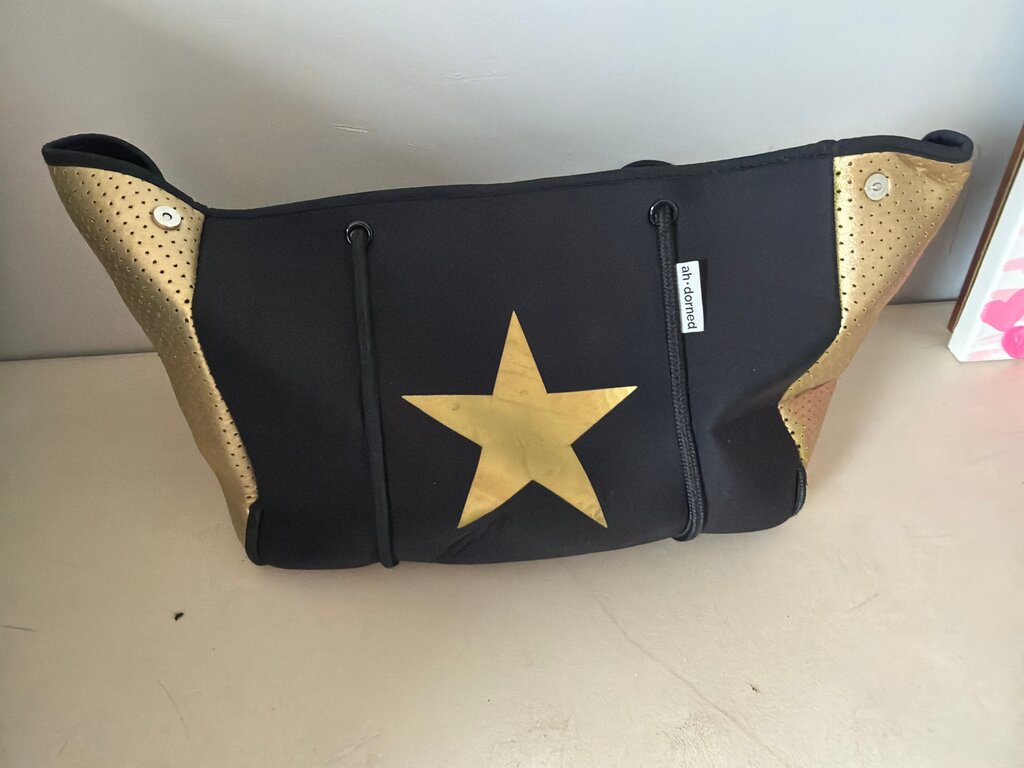 Black and Gold Star Tote Bag