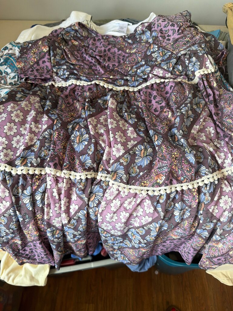Purple Floral Print Dress