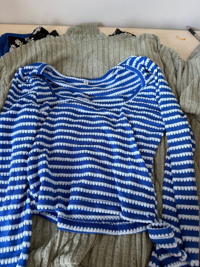 Blue Striped Long Sleeve Top