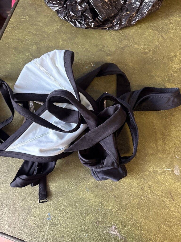 Black and Light Blue Sports Bra