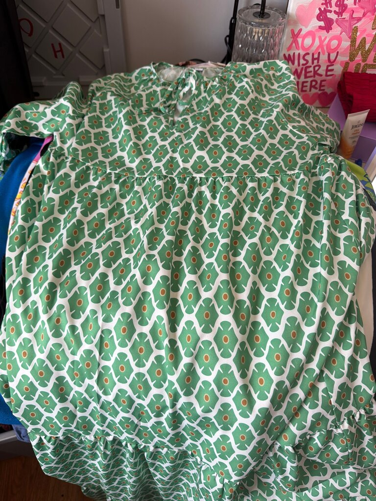 Green Floral Pattern Dress