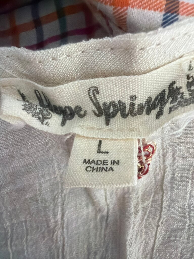 Embroidered Lightweight Button-Up Blouse