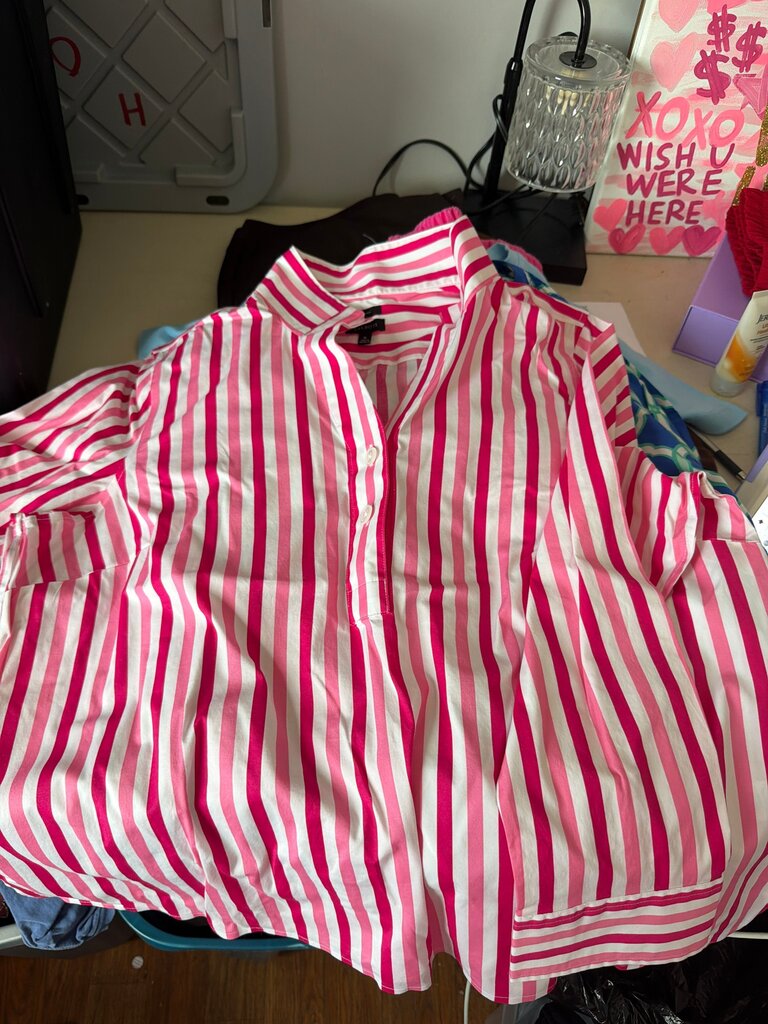 Talbots Pink and White Striped Blouse