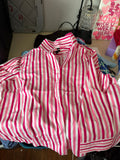 Talbots Pink and White Striped Blouse