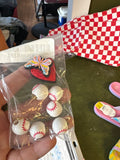 Baseball-Themed Earrings with Butterfly Charm