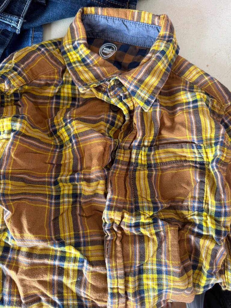 Wonder Nation Boys' Plaid Button-Up Shirt