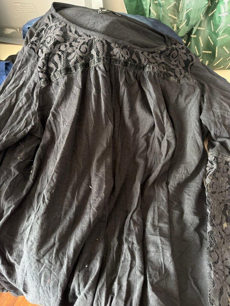 New Directions Black Long Sleeve Top with Lace