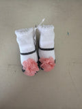 White Baby Socks with Pink Flowers