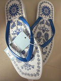 Blue Floral Flip Flops