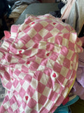 Pink and White Checkered Kids Shorts with Hearts