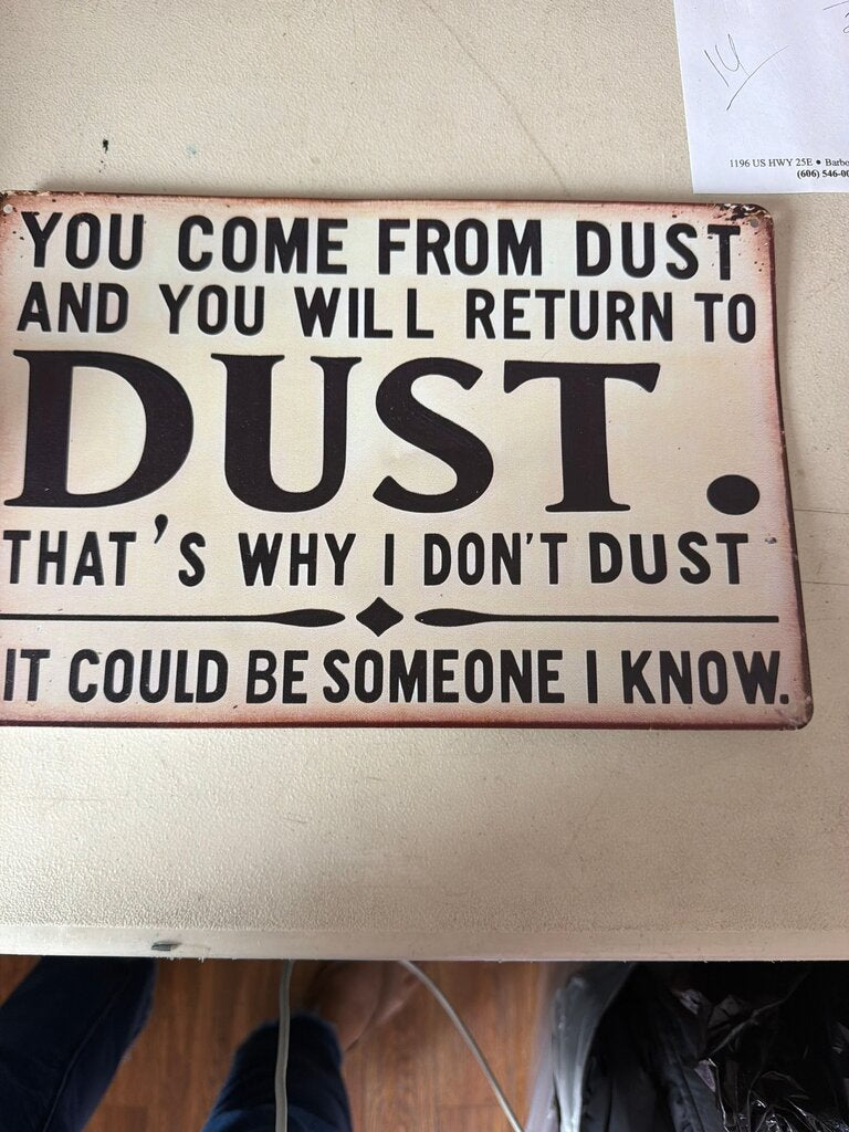 Funny Dust Quote Metal Sign