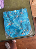 Embroidered Blue Fabric Pouch