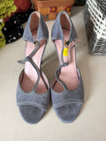 Grey Suede Heeled Sandals