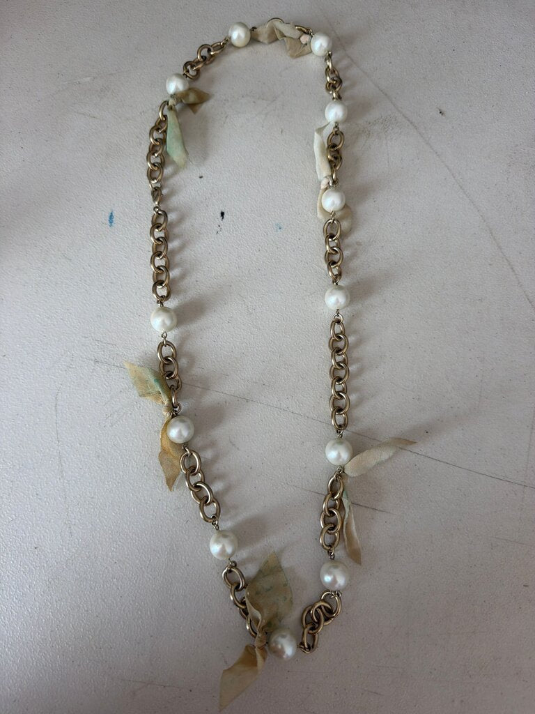 Vintage Pearl and Chain Necklace