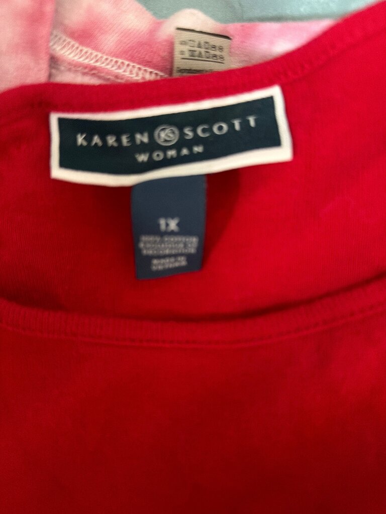 Karen Scott Women's Red Holiday Long Sleeve Shirt