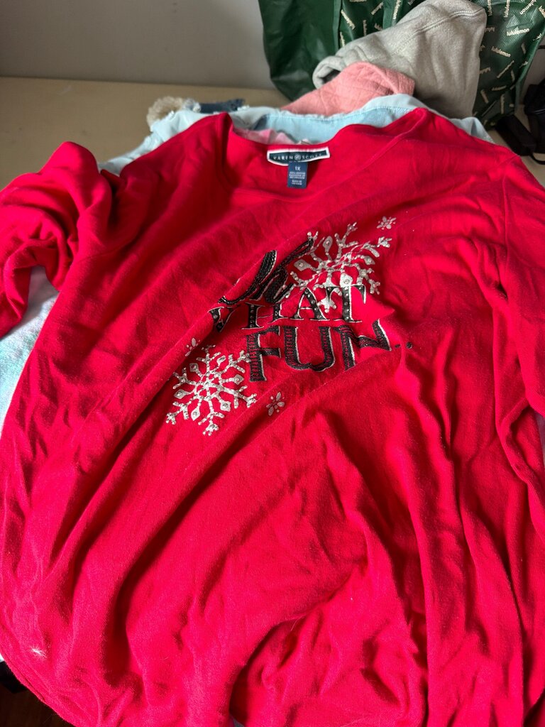 Karen Scott Women's Red Holiday Long Sleeve Shirt