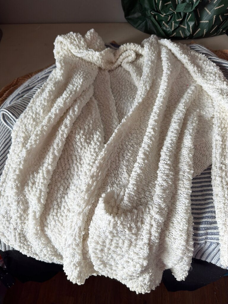 Soft White Textured Throw Blanket