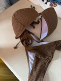 Brown Woven Bikini Set