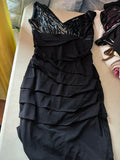 Black Ruched Dress with Metallic Detailing