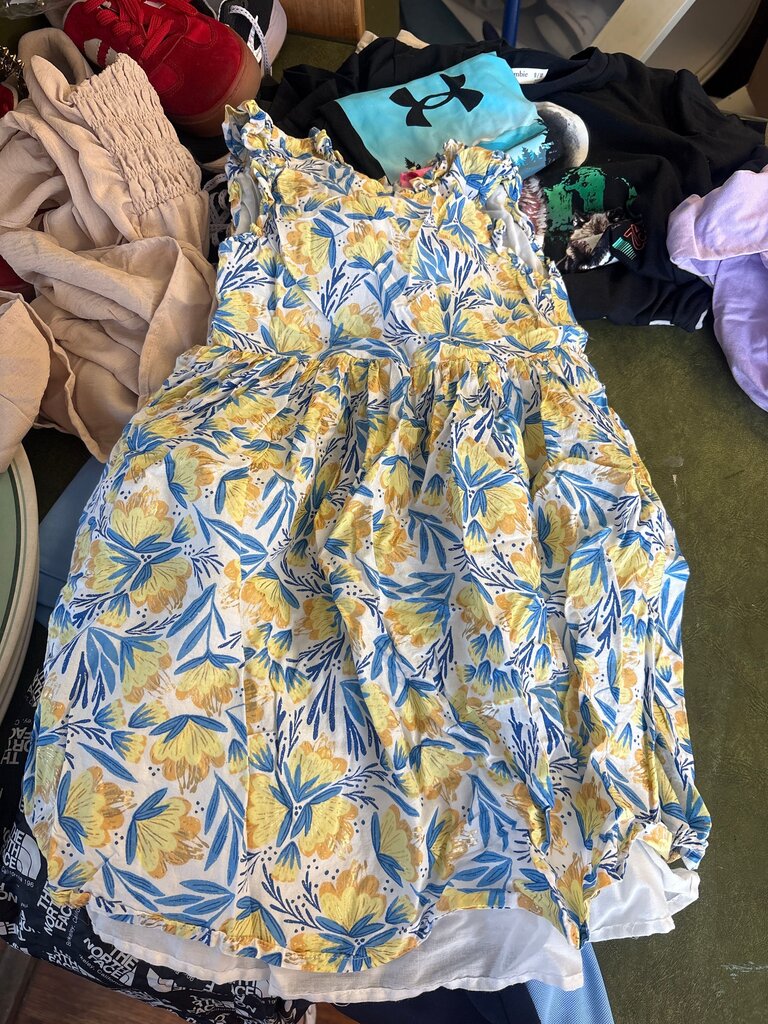 Girls' Floral Dress with Ruffled Sleeves