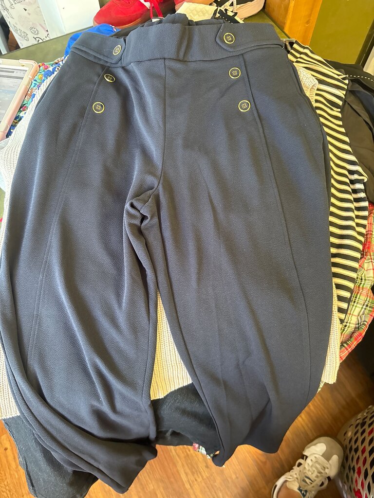 Navy Blue High-Waisted Trousers