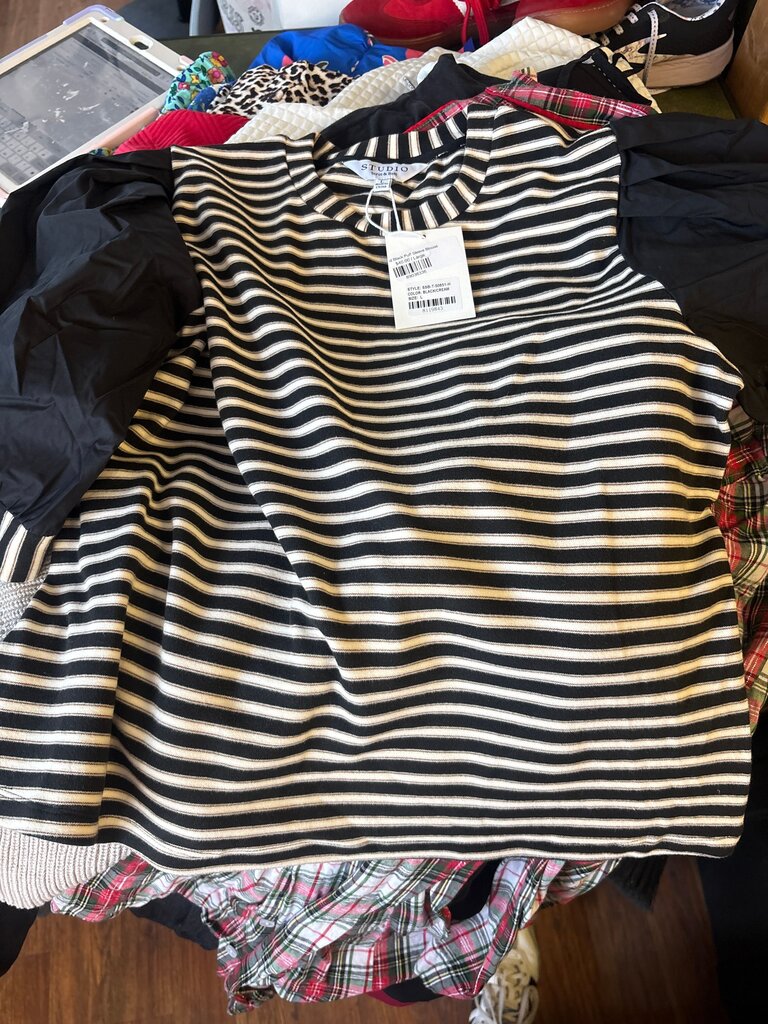 Black and White Striped Top