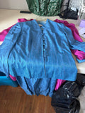 Blue Textured Button-Up Jacket