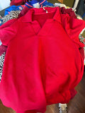 Red Textured Short Sleeve Polo Shirt