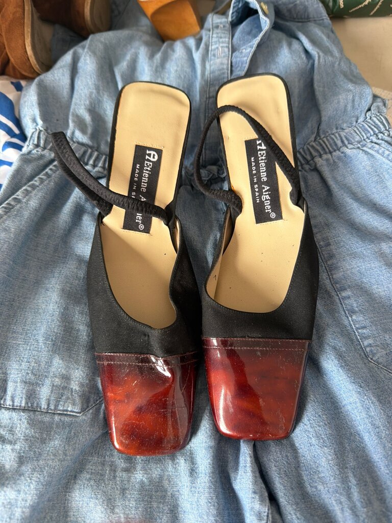 Etienne Aigner Black and Red Heels