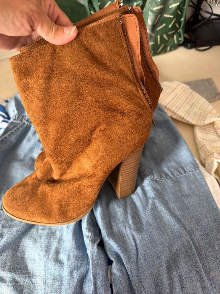 Brown Suede High Heeled Ankle Boots