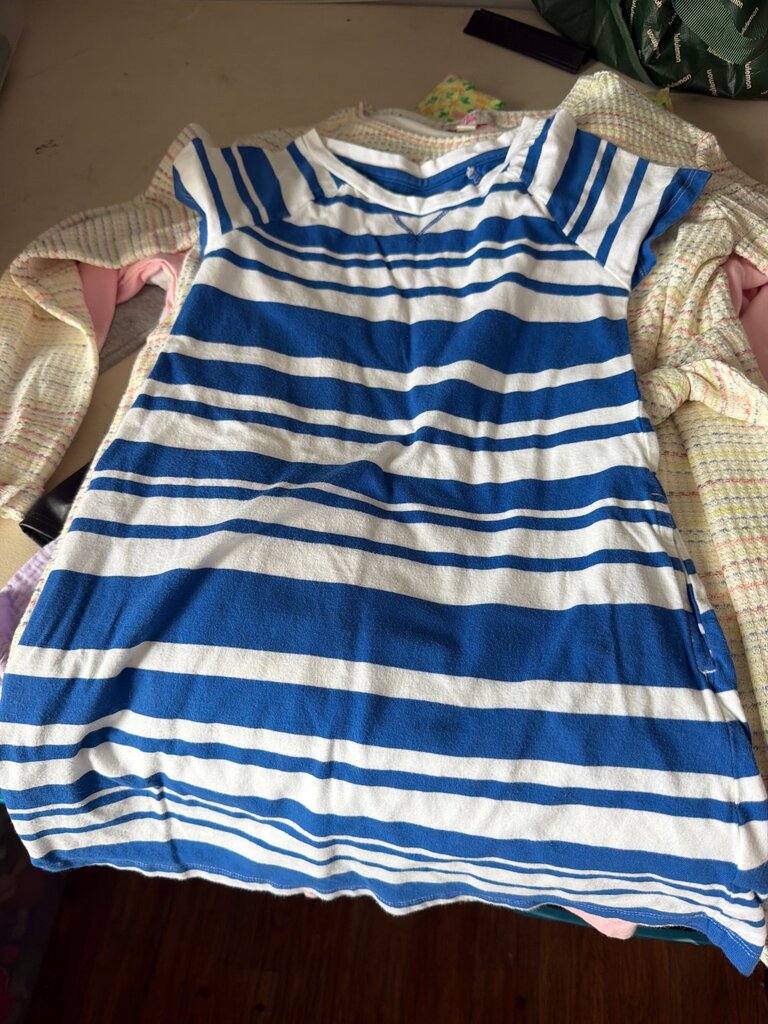 Lands' End Kids Blue and White Striped T-Shirt