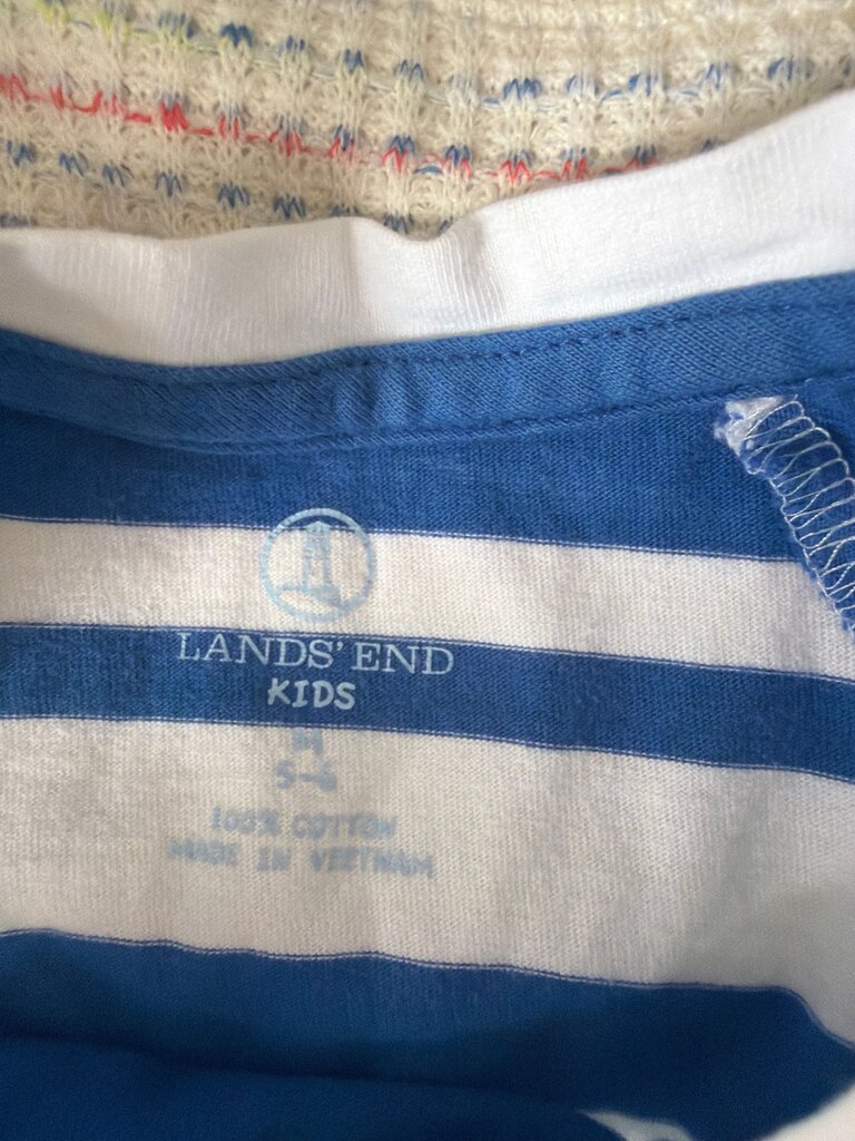 Lands' End Kids Blue and White Striped T-Shirt