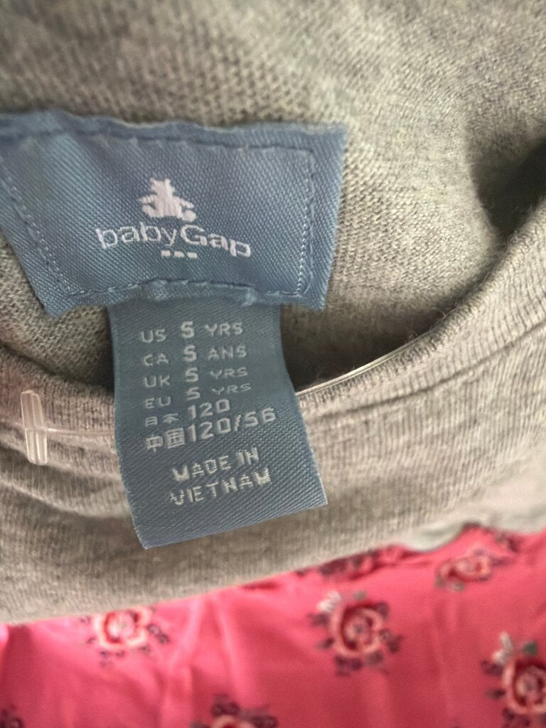 BabyGap Pink Floral Dress with Gray Long Sleeve Top