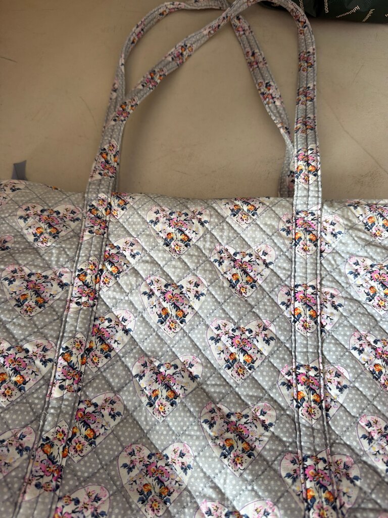 Quilted Floral Heart Tote Bag