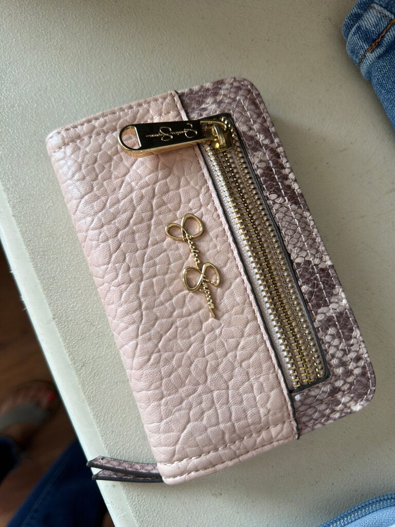 Pink and Snakeskin Zip Wallet
