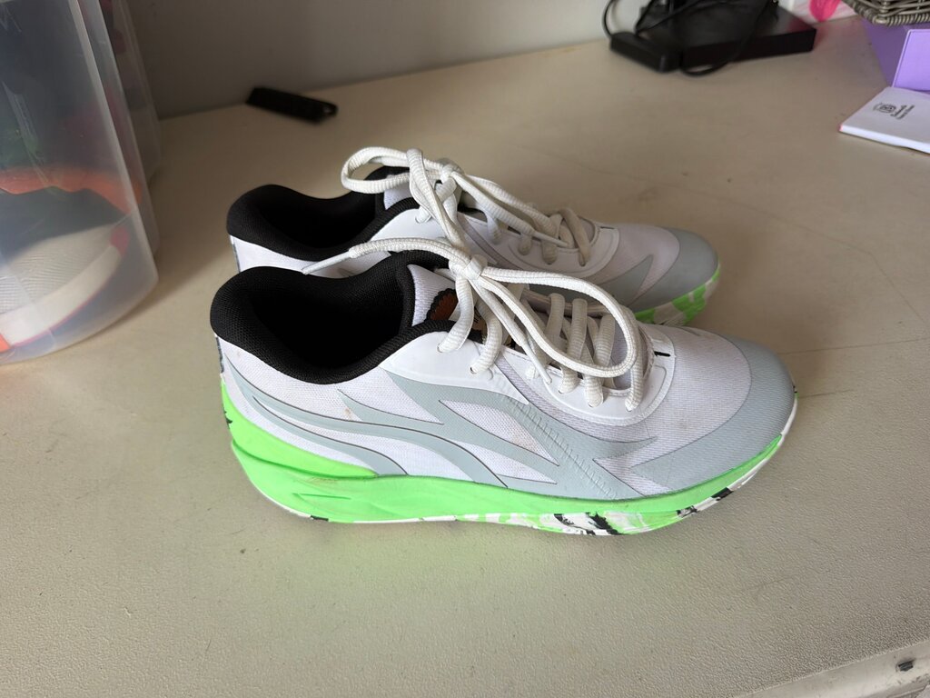 White and Green Athletic Sneakers